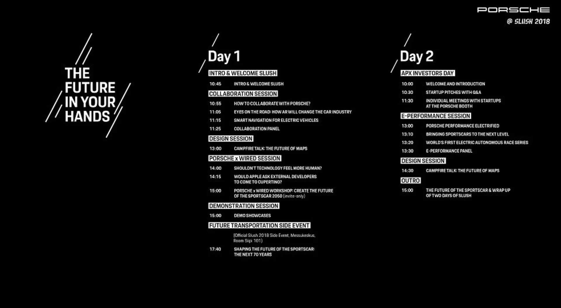 Porsche Slush Programm & Content Strategie